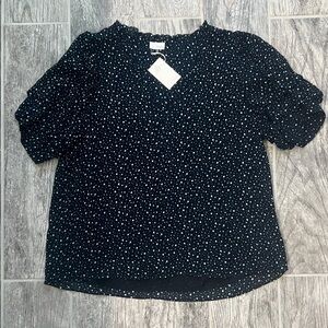 Women's Navy Polka Dot Top